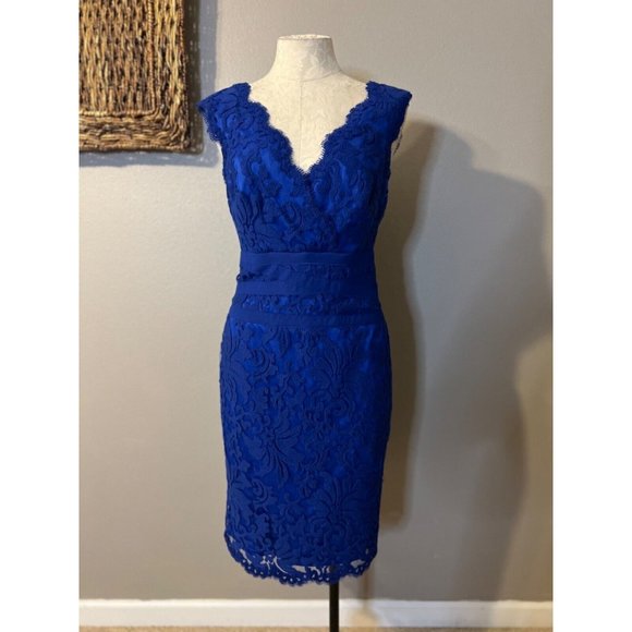 Tadashi Dress Cobalt Blue 6 Stretch Sheath Wedding Party  Cruise Event Barbie - Picture 4 of 13